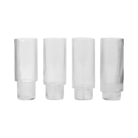 Ripple Clear Long Drink Glasses Set of 4