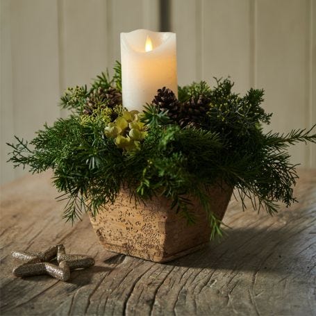 Sara Flameless Candle White 25cm