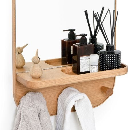 Silent Butler Oak Storage Mirror