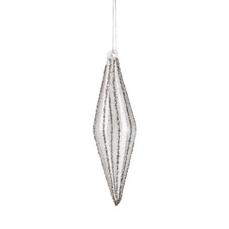 Silver Lines Clear Pointed Drop Decoration 16cm