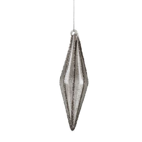Silver Lines Grey Pointed Drop Decoration 16cm