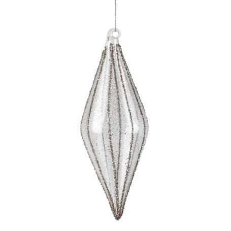 Silver Lines Clear Pointed Drop Decoration 18cm