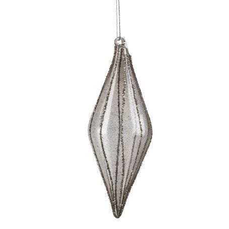 Silver Lines Grey Pointed Drop Decoration 18cm