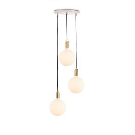 Small White Canopy With 3 Pendants and 3 Sphere IV Bulbs