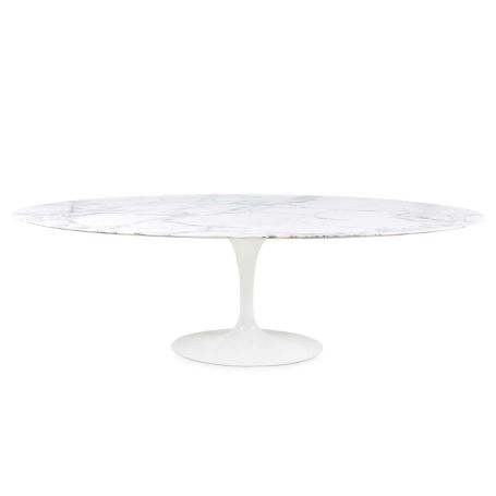 Saarinen Tulip Oval Dining Table Arabescato Coated Marble