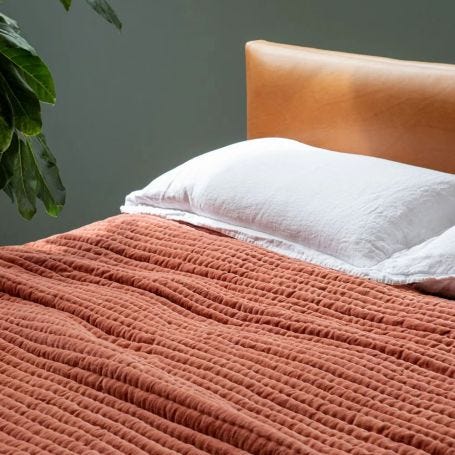 Kantha Velvet Bedspread Terracotta