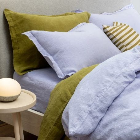 Washed Linen Olive Bed Linen