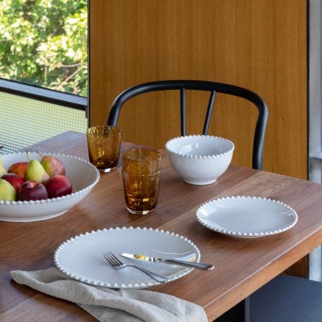 Pearl White Round Serving Bowl