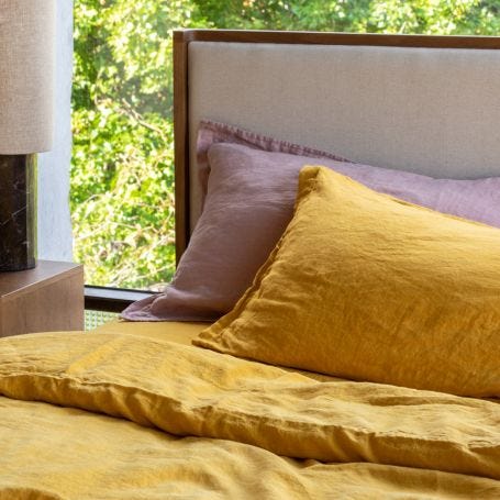 Washed Linen Mustard Bed Linen