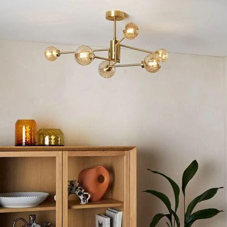 Balance Flush Multi Arm Chandelier Satin Brass