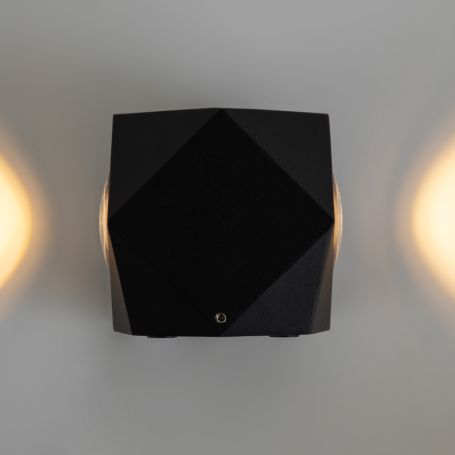 Outdoor or Bathroom LED Wall Light Diamond Cube Black