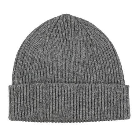 Lambswool Ribbed Beanie Grey
