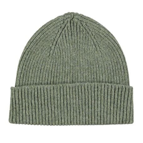 Lambswool Ribbed Beanie Khaki