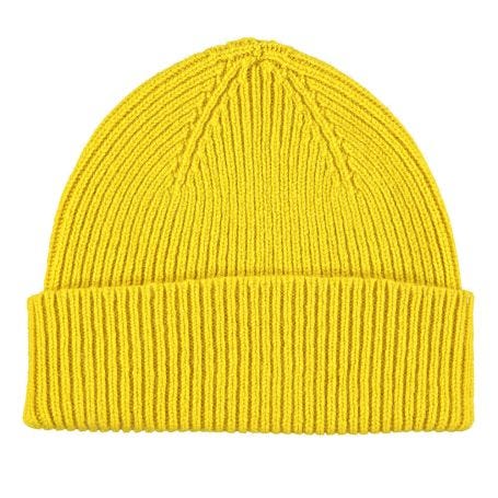 Lambswool Ribbed Beanie Yellow