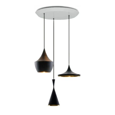 Beat LED Trio Round Pendant Light System Black