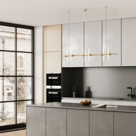 Beem Aerial 6 Bulb Chandelier Brass