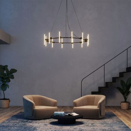 Beem Round 12 Bulb Chandelier Black