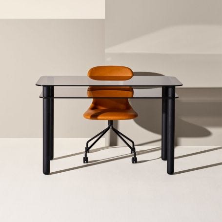 Big Sur Desk Clear and Brown Top Wenge Legs