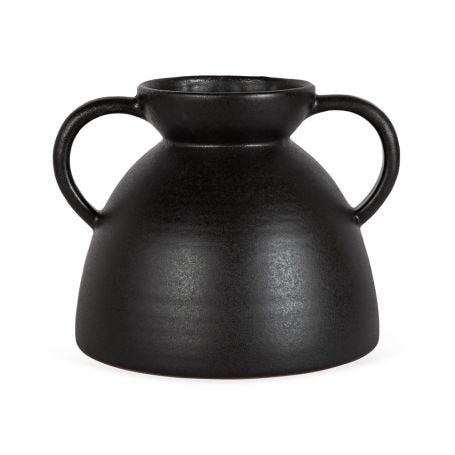 Terracotta Vase Black with Handles
