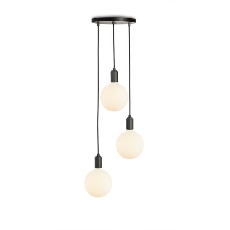 Small Black Canopy With 3 Pendants and 3 Sphere IV Bulbs