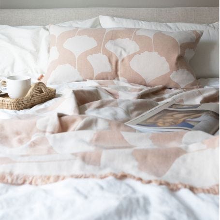 Ginko Recycled Cotton Throw Pink 130 x 170cm