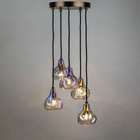 Bolha Chandelier 5 Pendant Light Petrol