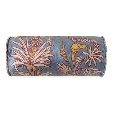 Velvet Bolster Cushion Botanize Heritage Whale Blue