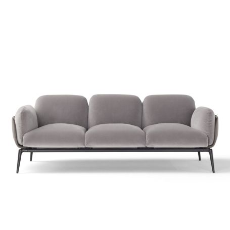 Brooklyn Sofa Shell Leather Daino 04 Cushions Fabric Nobilis 21 Base Metal Ral 9005