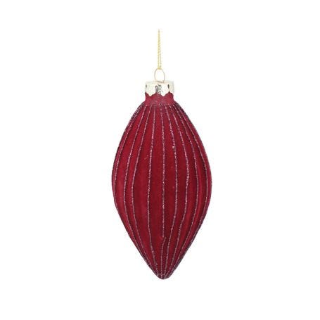 Burgundy Flock Pointed Decoration