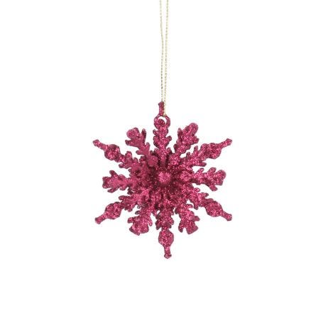 Burgundy Glitter Tin Snowflake Decoration