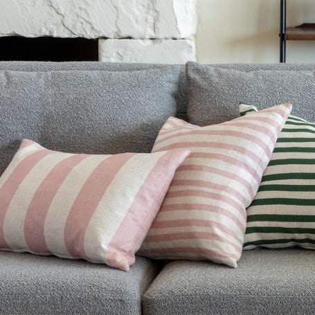 Cabana Stripe Cushion Dusky Pink 55 x 32cm