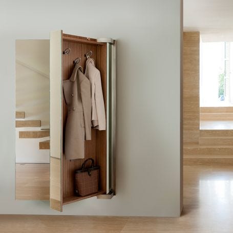 Camper Wall Clothes Stand Mirror Canaletta Walnut