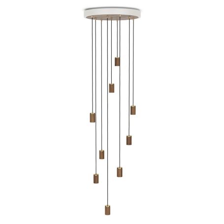 Large White Canopy with 9 Walnut Pendants