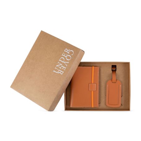 Caramel and Orange Luggage Tag and Passport Set