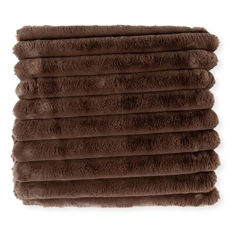 Chunky Cord Faux Fur Throw Mocha 150 x 220cm