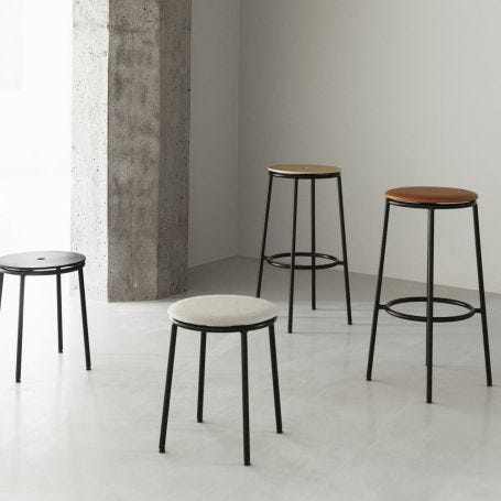Circa Barstool Oak Seat Black Steel Legs