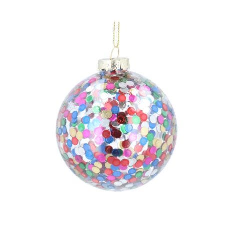 Clear Glass Ball Decoration with Multi Sequins