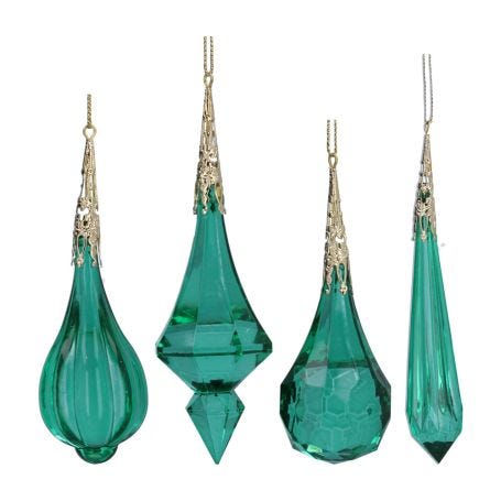 Clear Green Acrylic Crystal Decoration Set of 4
