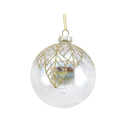 Clear Soap Bubble Decoration Gold Glitter with Mesh Leaves