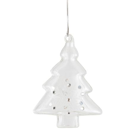 Clear Cut Glass Tree Decoration with Sequin
