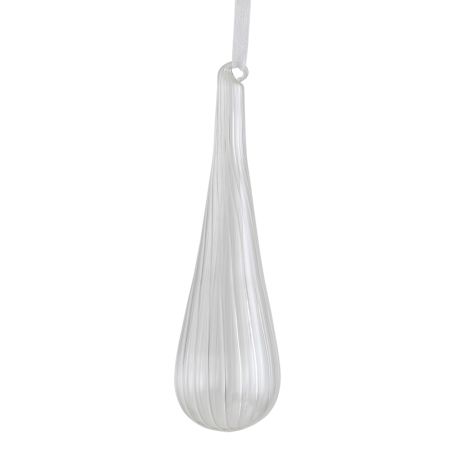Clear Glass Ridged Drop Decoration