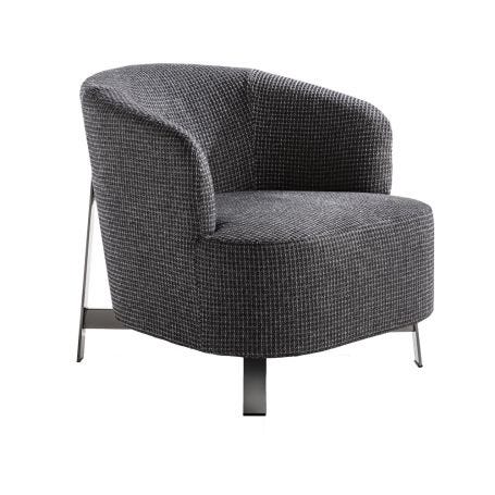 Copine Steel Lounge Chair Black Nickel Motley 200 Fabric