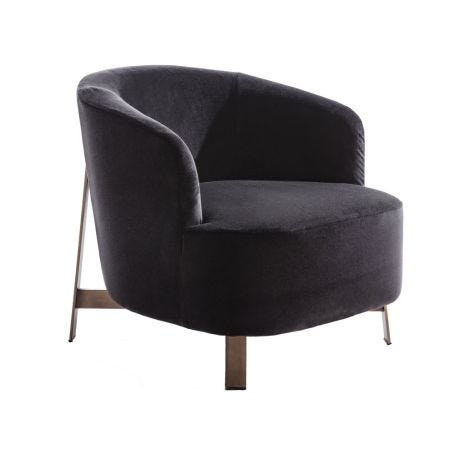 Copine Steel Lounge Chair Brushed Bronzed Brass Moleskin 46 Fabric