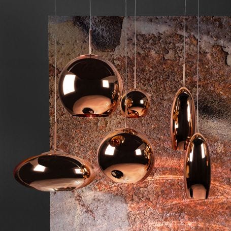Copper LED Pendant Light Round