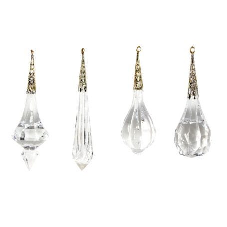 Crystal Drop Tree with Gold Tops Decoration Set of 4