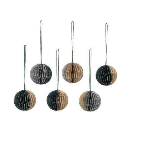 Set of 6 Small Deko Gradiated Ball Decorations in Grey