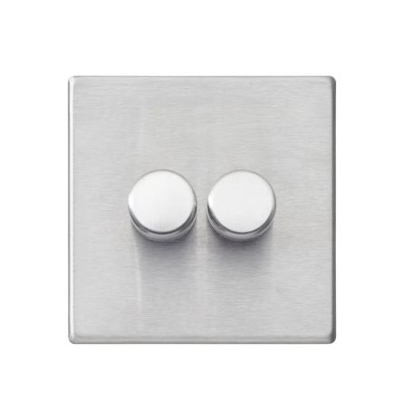 Double LED Dimmer Switch Satin Stainless Steel 100W+