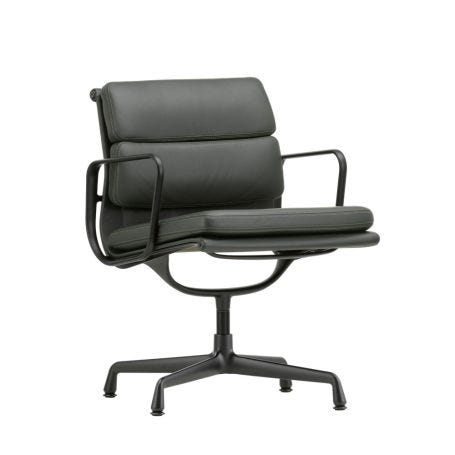 Eames EA208 Soft Pad Chair Leather Premium Jade Deep Black Base New Height 