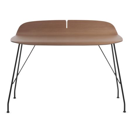 Earl of Wood Desk Dark Wood Top Black Base