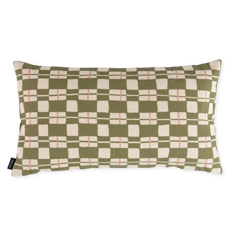 Edith Check Cushion Olive 32 x 55cm